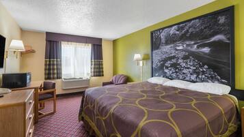 Desk, free WiFi, bed sheets