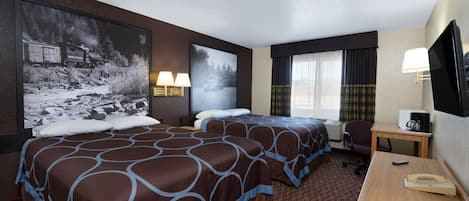 Desk, free WiFi, bed sheets