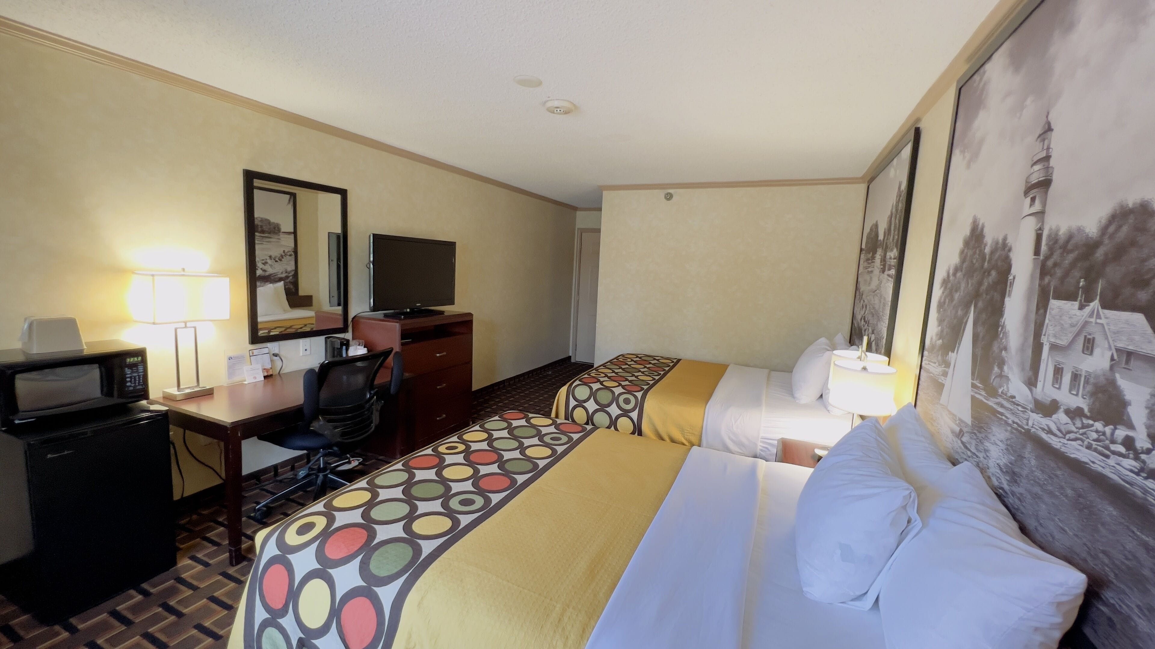 standard room, 2 queen beds | in-room safe, desk, iron/ironing board, free wifi