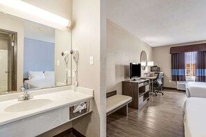 Standard Room, 2 Queen Beds, Non Smoking | Bathroom | Combined shower/tub, hair dryer, towels