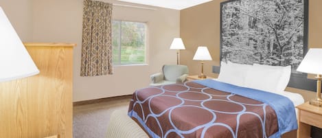 Desk, blackout curtains, rollaway beds, free WiFi