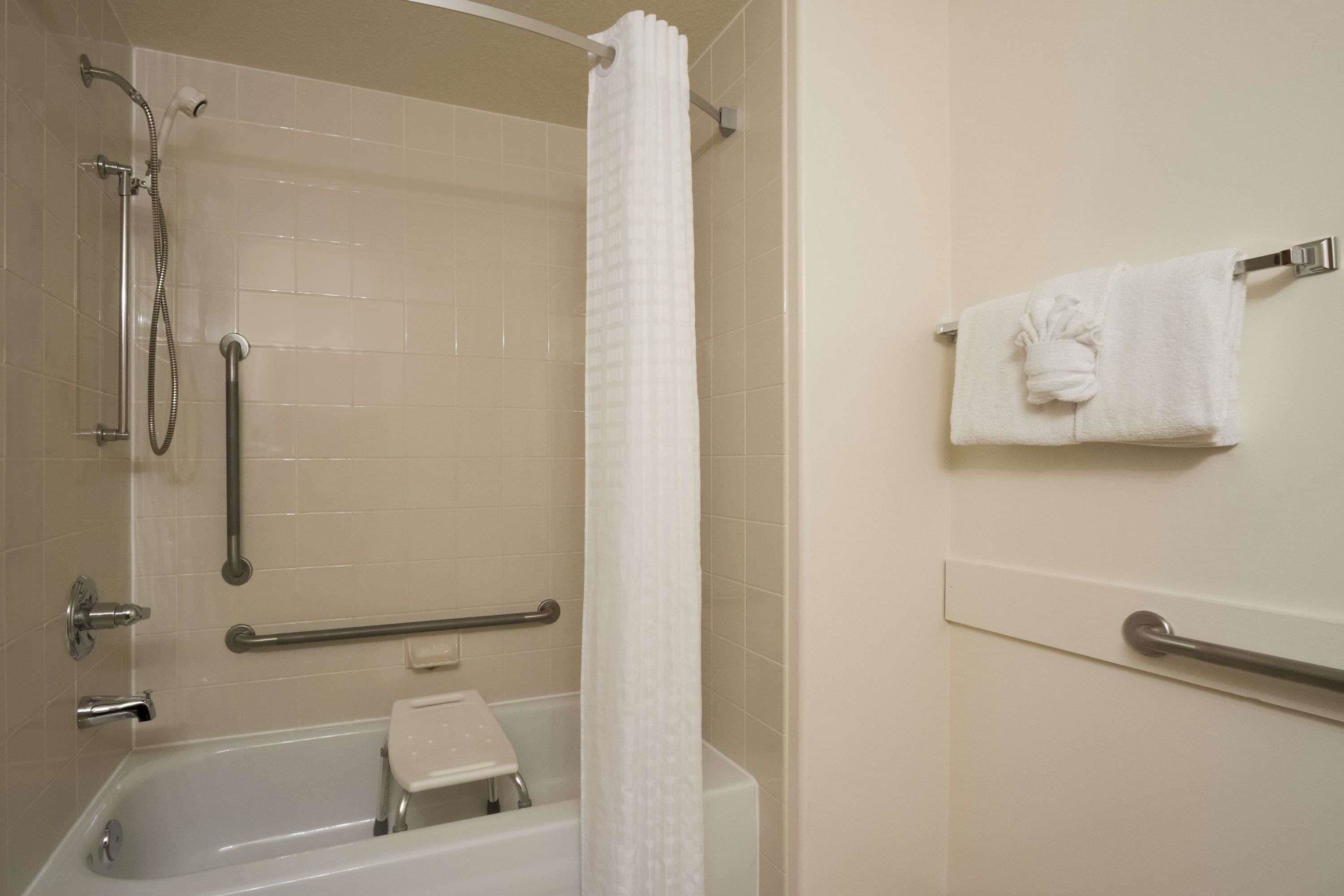 room, 1 queen bed, accessible, non smoking (mobility accessible) | bathroom | combined shower/bathtub, free toiletries, hair dryer, towels