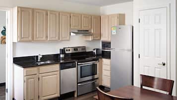 Suite, 2 Bedrooms | Private kitchen | Fridge, microwave, coffee/tea maker, cookware/dishes/utensils