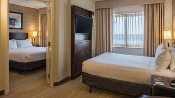 In-room safe, desk, laptop workspace, blackout curtains