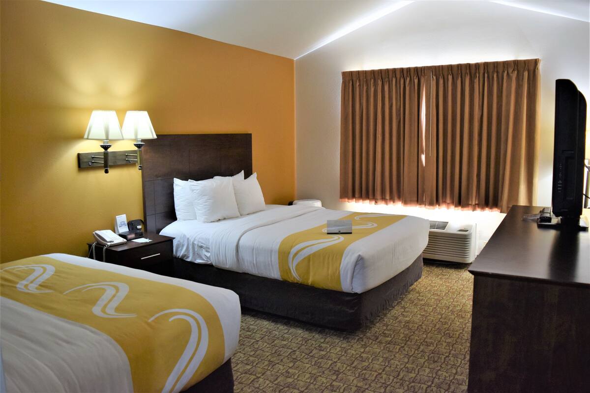 standard room, 2 queen beds, non smoking | hypo-allergenic bedding, in-room safe, desk, iron/ironing board