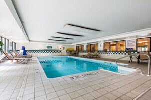Indoor pool, open 10:00 AM to 10:00 PM, sun loungers
