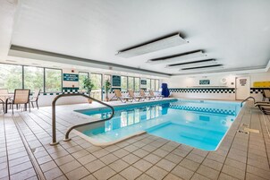 Indoor pool, open 10:00 AM to 10:00 PM, sun loungers