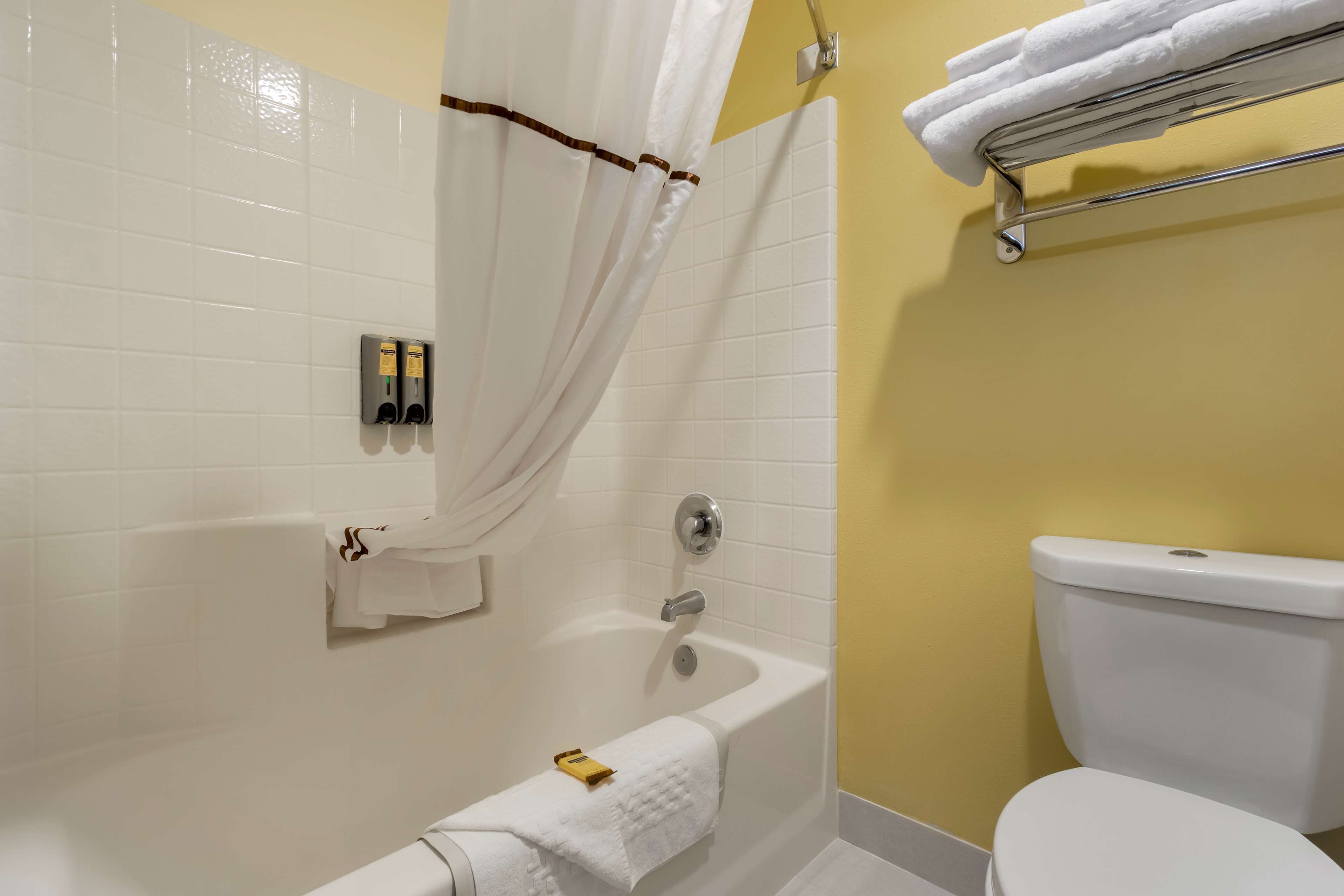 free toiletries, hair dryer, towels