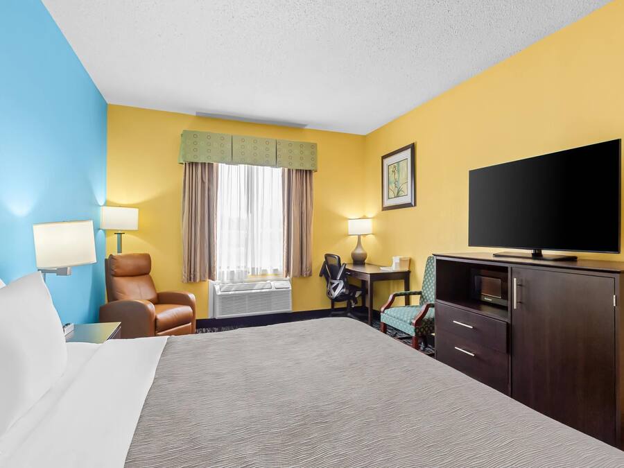 Standard Room, 1 King Bed, Non Smoking | Desk, laptop workspace, blackout drapes, iron/ironing board