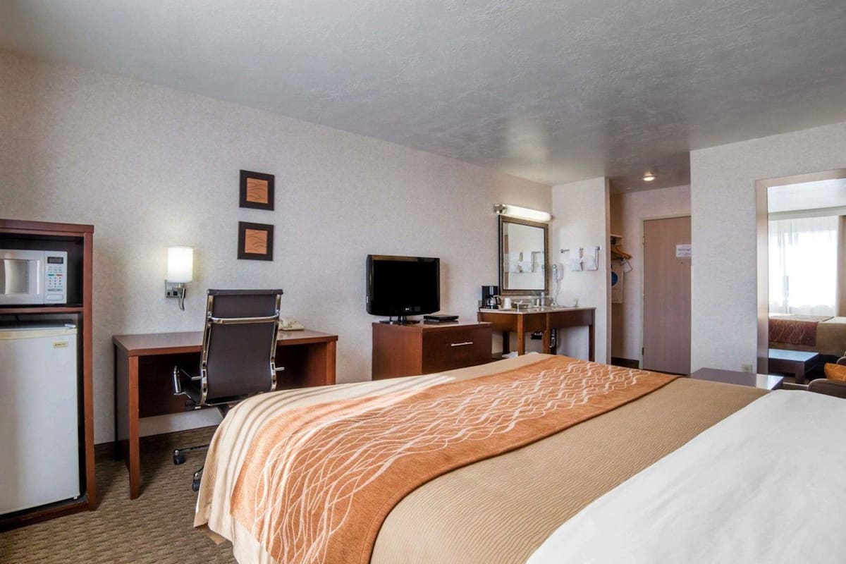 standard room, 1 king bed, non smoking | premium bedding, desk, laptop workspace, iron/ironing board