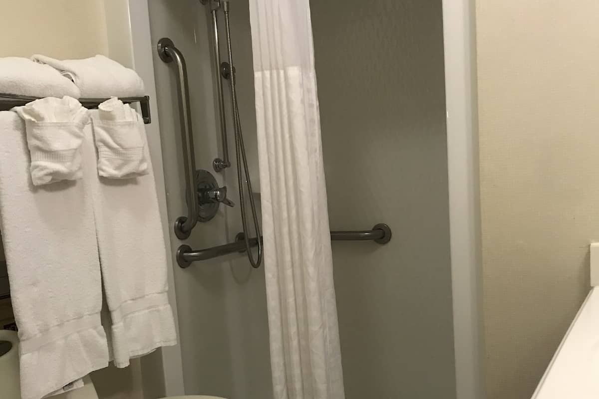 room, 2 queen beds, accessible, non smoking (roll-in shower) | bathroom | free toiletries, hair dryer, towels