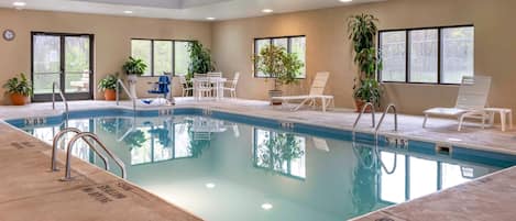 Indoor pool, sun loungers