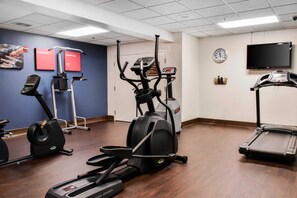 Stay active with our fully equipped fitness center featuring a treadmill, elliptical machine, and stationary bikes.
