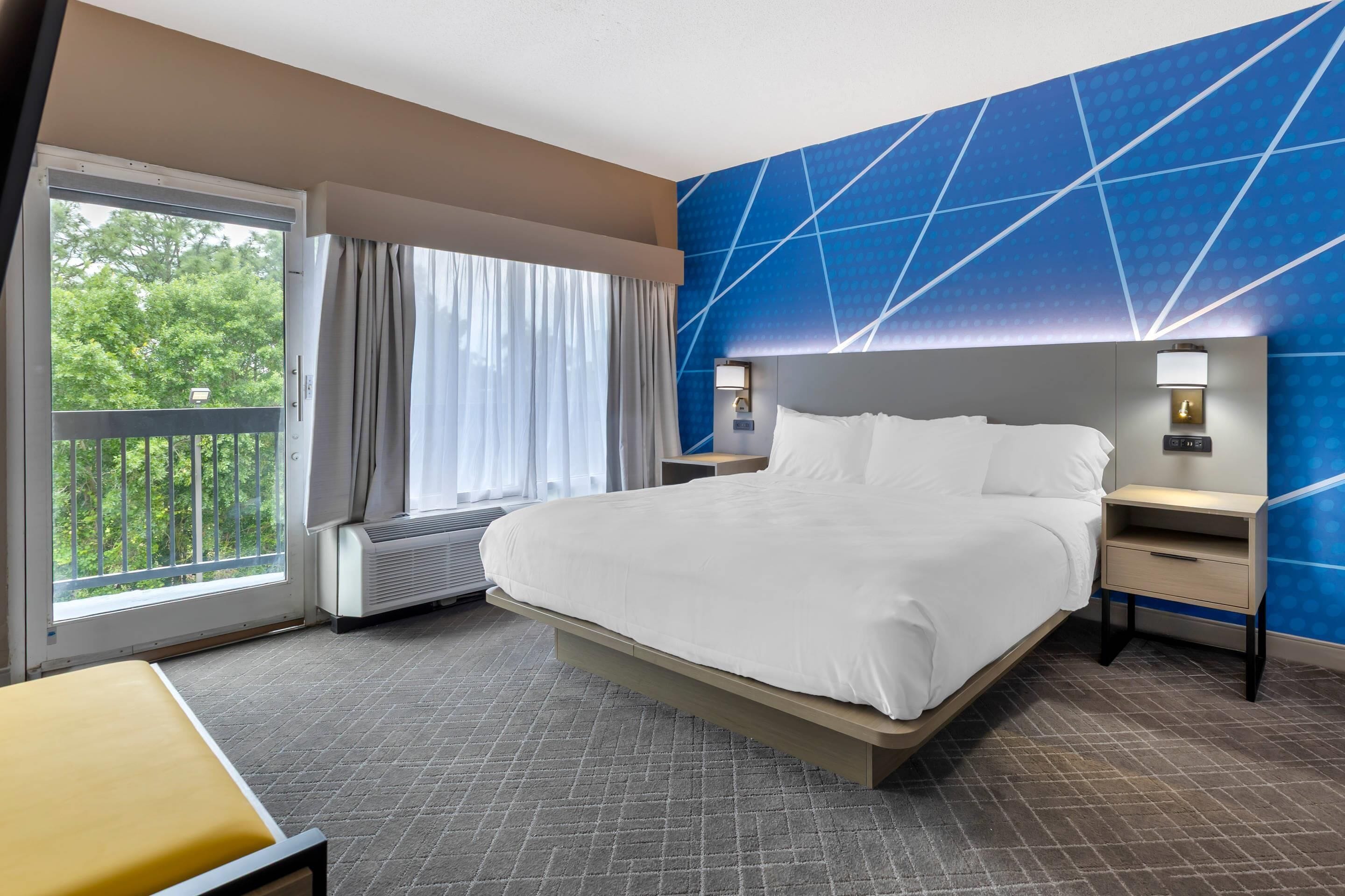 Premium bedding, pillow-top beds, desk, blackout curtains