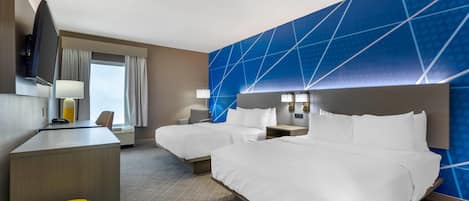 Premium bedding, pillow-top beds, desk, blackout curtains