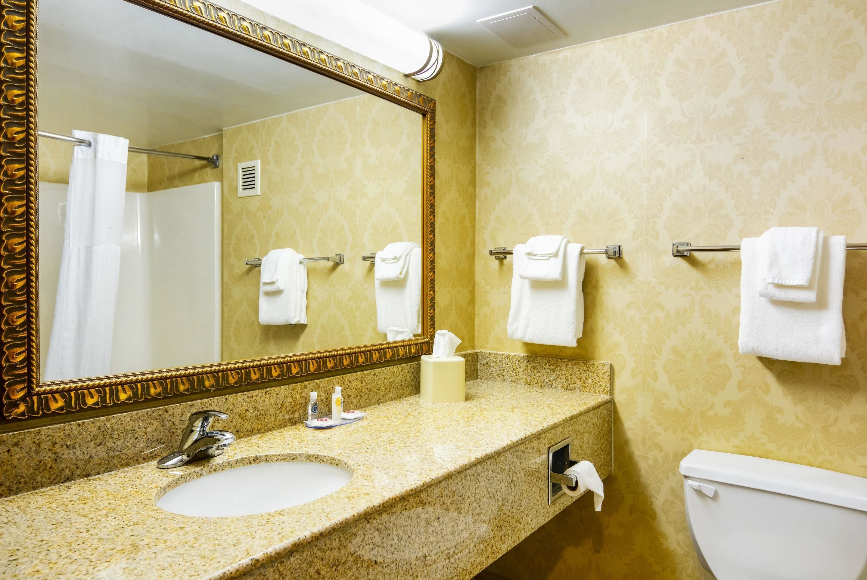 free toiletries, hair dryer, towels