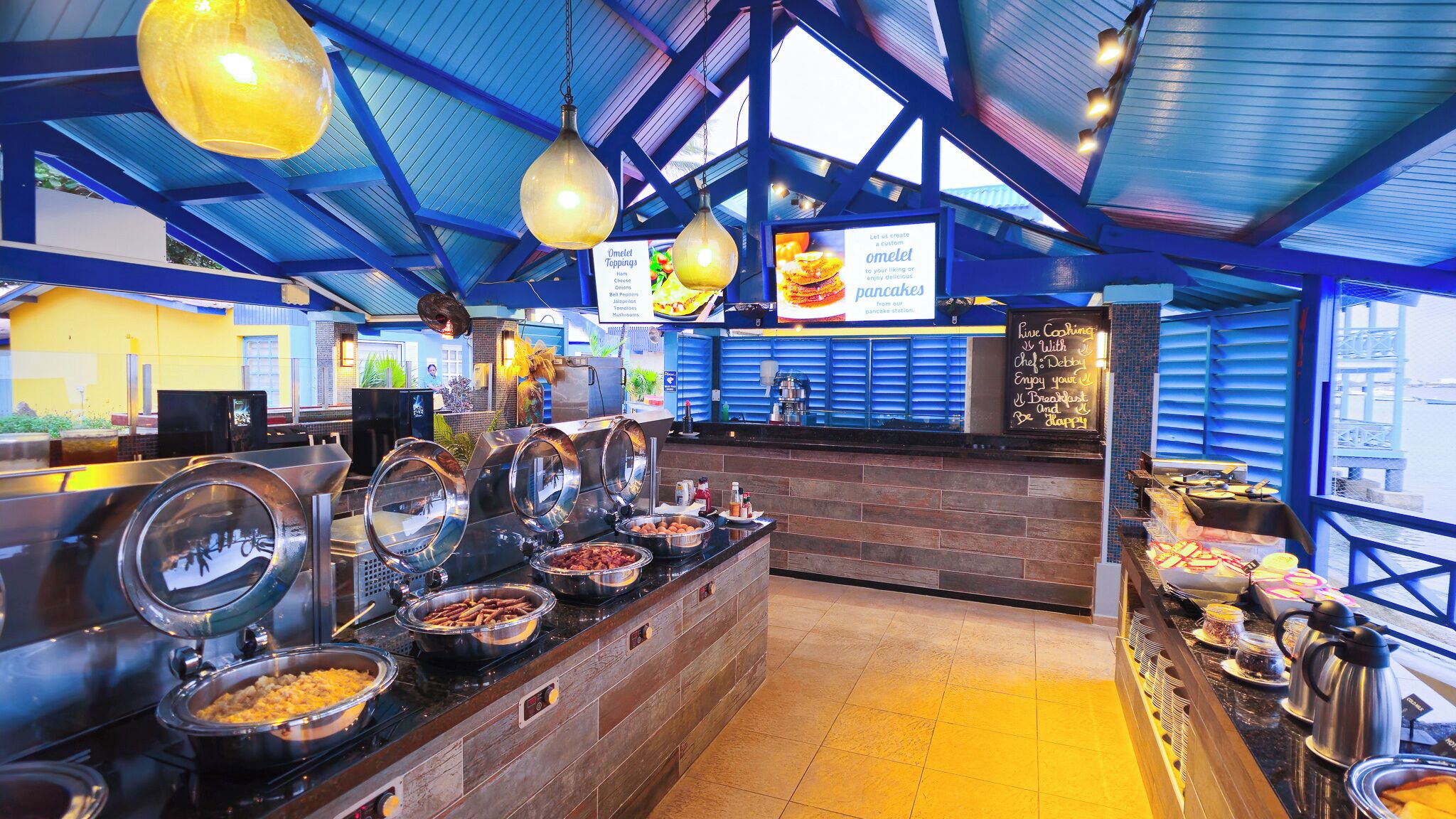 2 restaurants, breakfast, lunch, dinner served; local cuisine