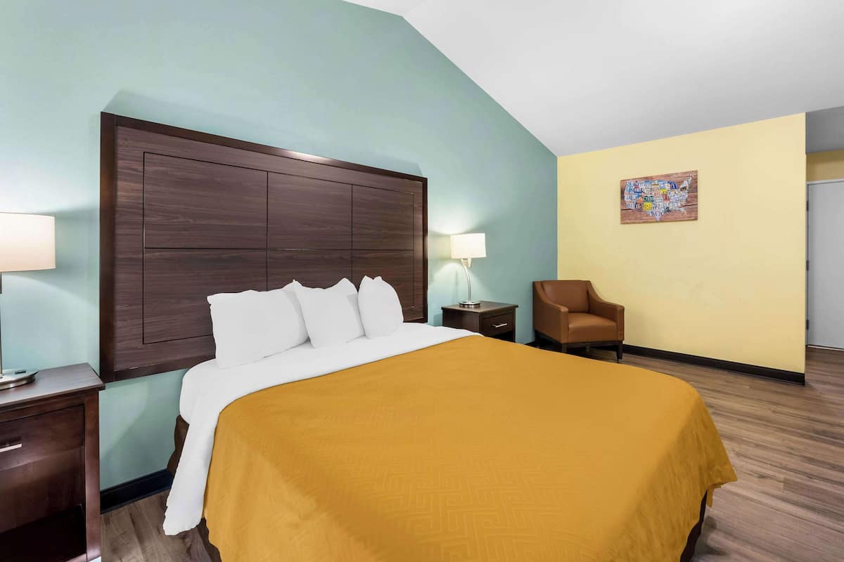 Chambre, 1 grand lit, non-fumeur (No Pets Allowed) | Bureau, accès au Wi-Fi (inclus), literie fournie