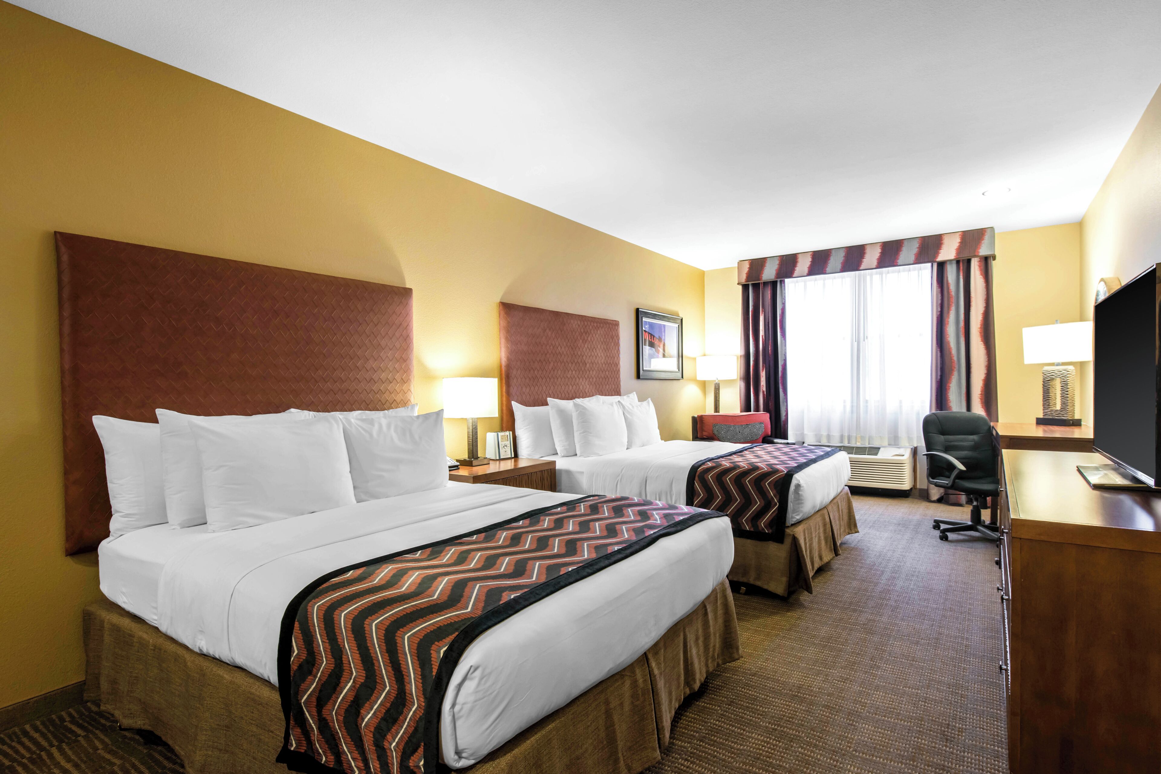 standard room, 2 queen beds | premium bedding, in-room safe, desk, laptop workspace