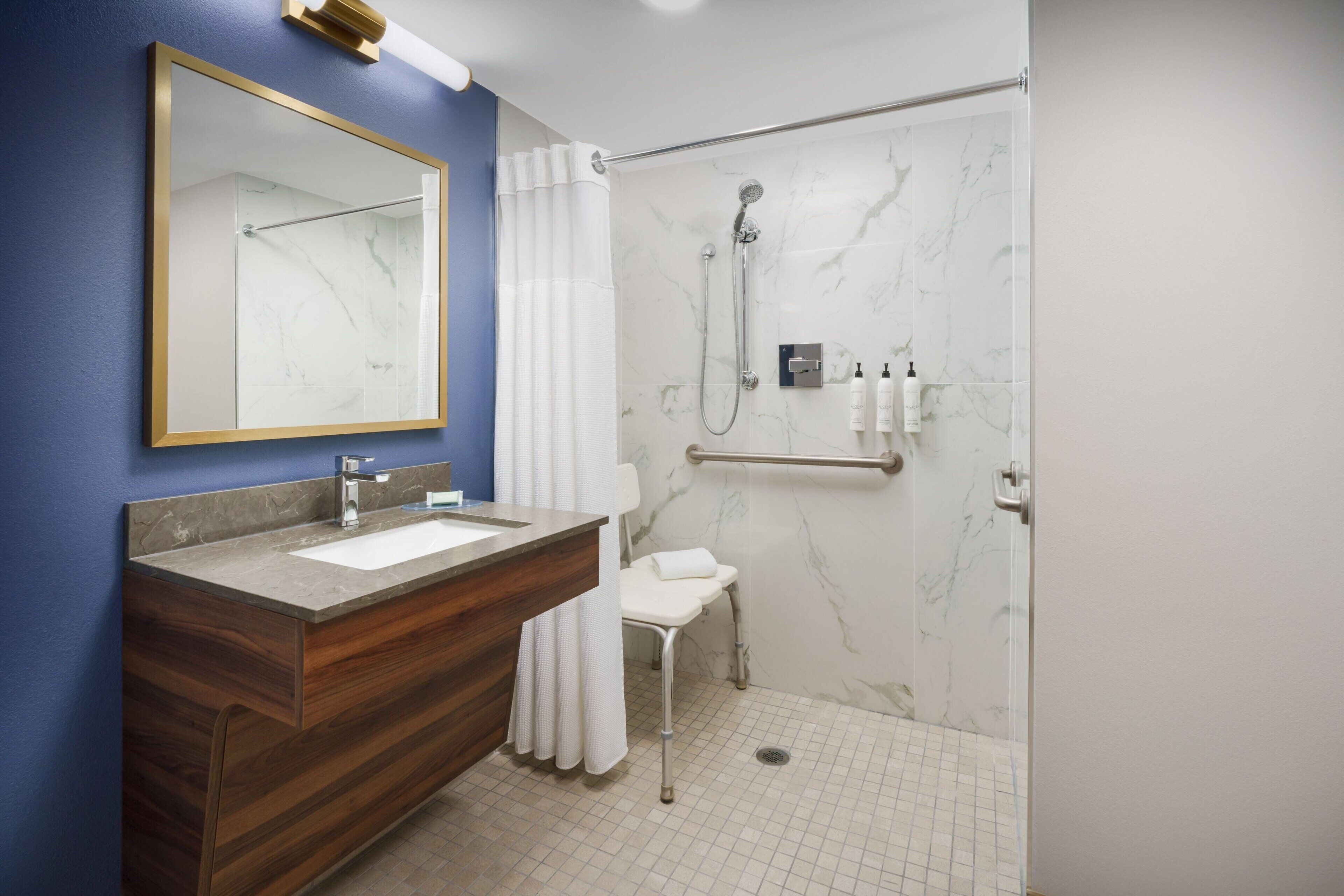 free toiletries, hair dryer, towels