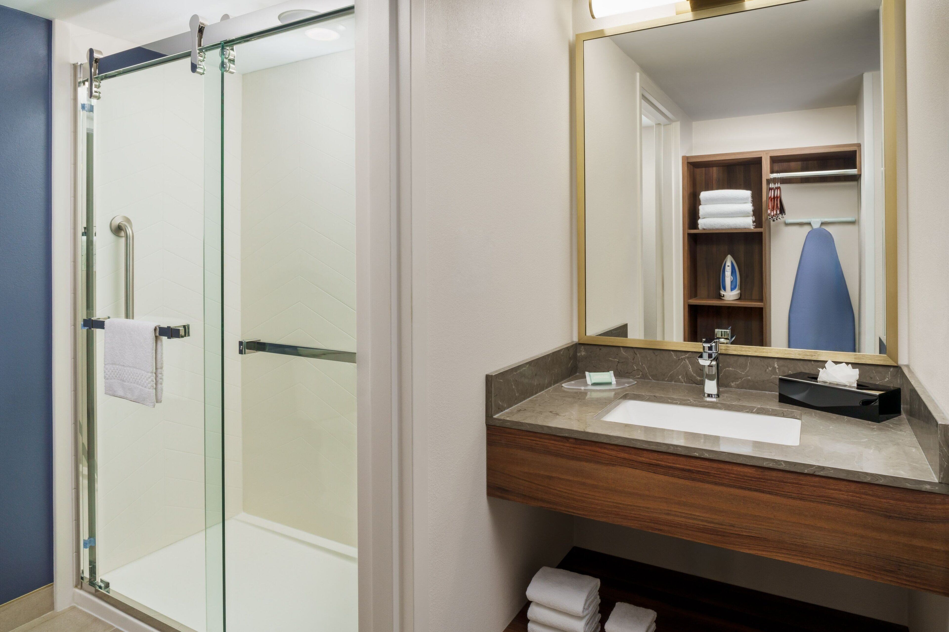 free toiletries, hair dryer, towels