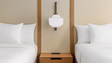 Hypo-allergenic bedding, desk, blackout curtains, iron/ironing board