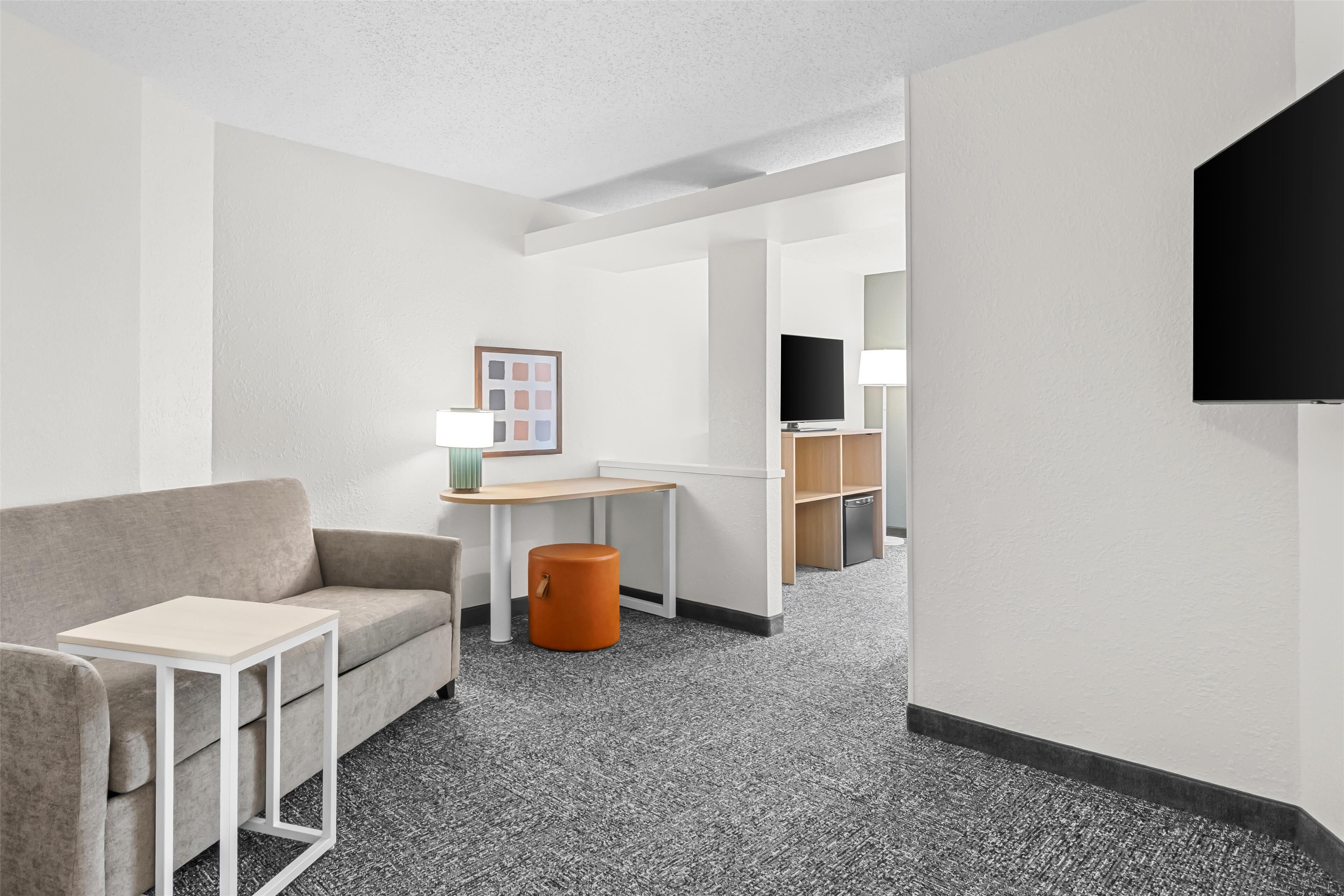 Studio, 1 King Bed with Sofa bed | Living area | 32-inch LCD TV with cable channels, TV