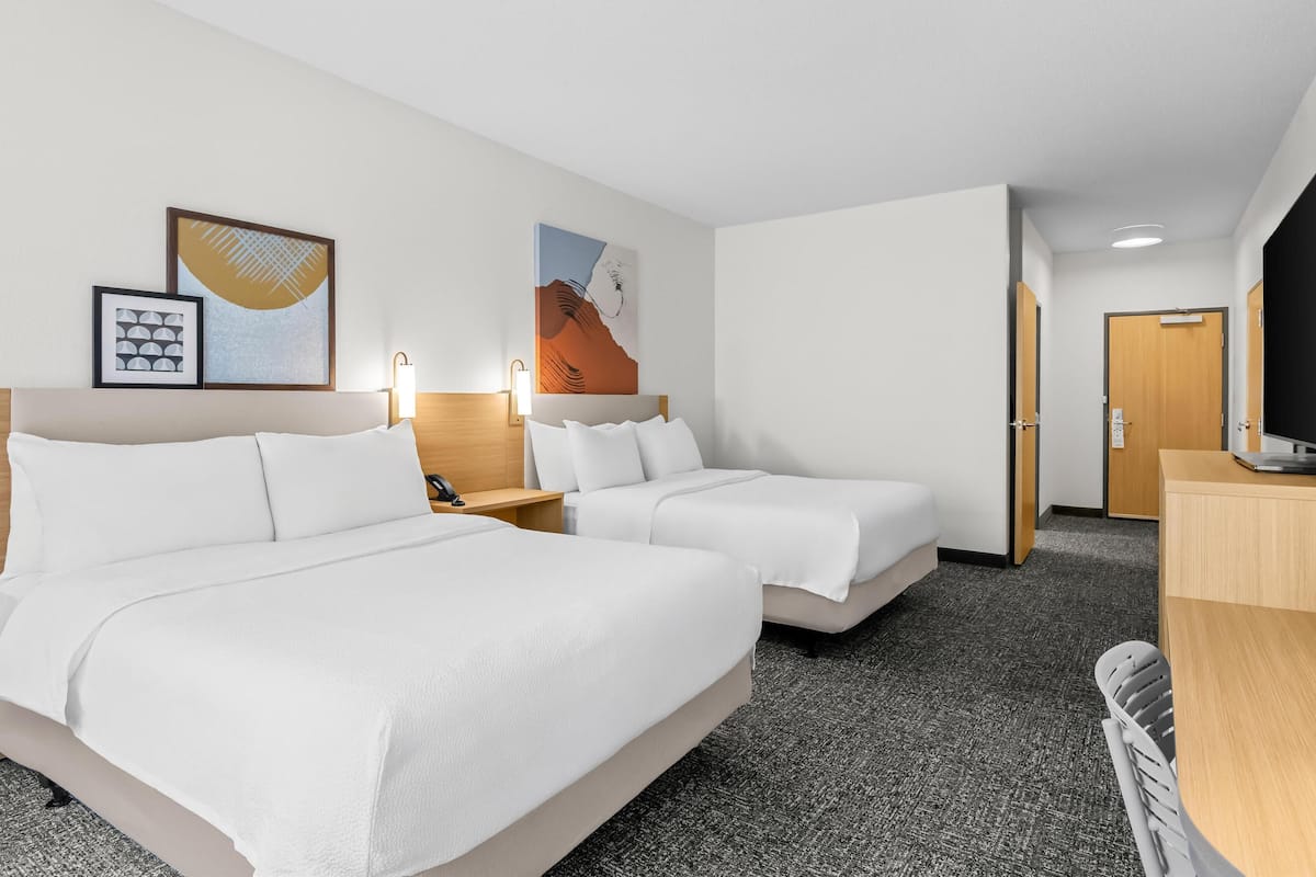 Room, 2 Queen Beds, Accessible, Bathtub (Mobilty & Hearing) | Iron/ironing board, free rollaway beds, free WiFi, bed sheets