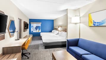 Suite, 2 Queen Beds | Desk, laptop workspace, iron/ironing board, free WiFi