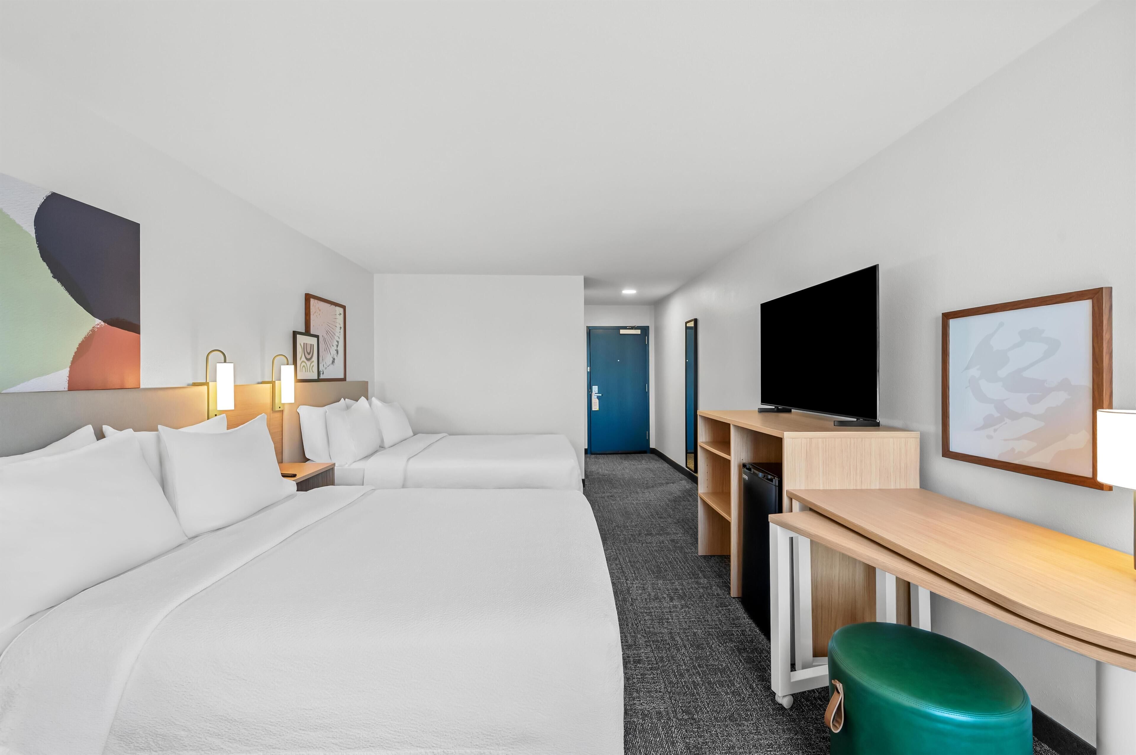 Room, 2 Queen Beds | In-room safe, desk, blackout drapes, iron/ironing board