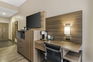 Pillowtop beds, desk, laptop workspace, iron/ironing board