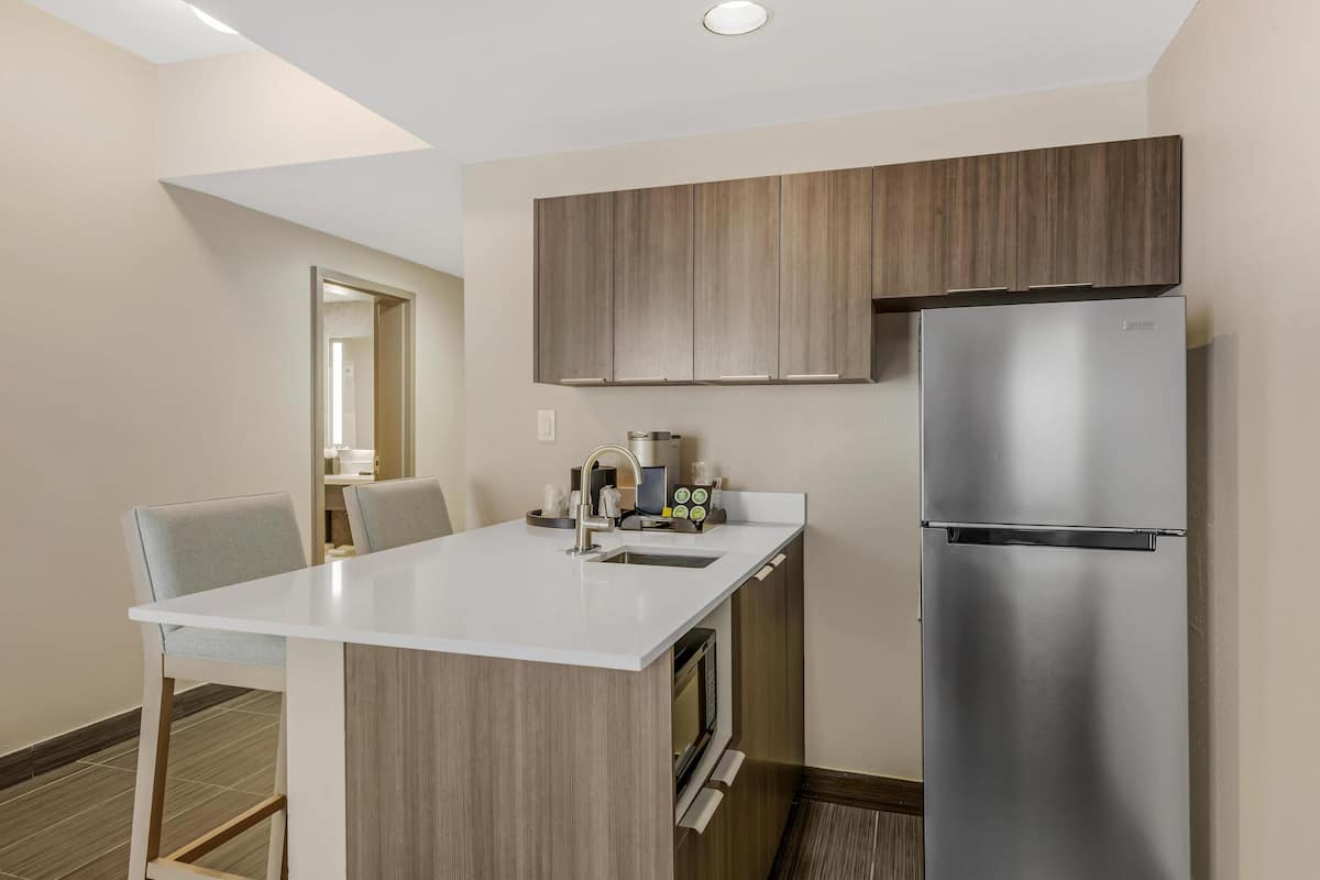 Executive Suite, 1 King Bed, Non Smoking, Refrigerator & Microwave | Pillow-top beds, desk, laptop workspace, iron/ironing board