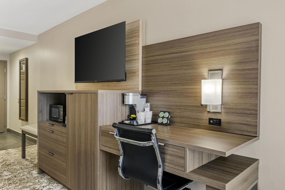 standard room, 2 queen beds, non smoking, refrigerator & microwave | pillow-top beds, desk, laptop workspace, iron/ironing board