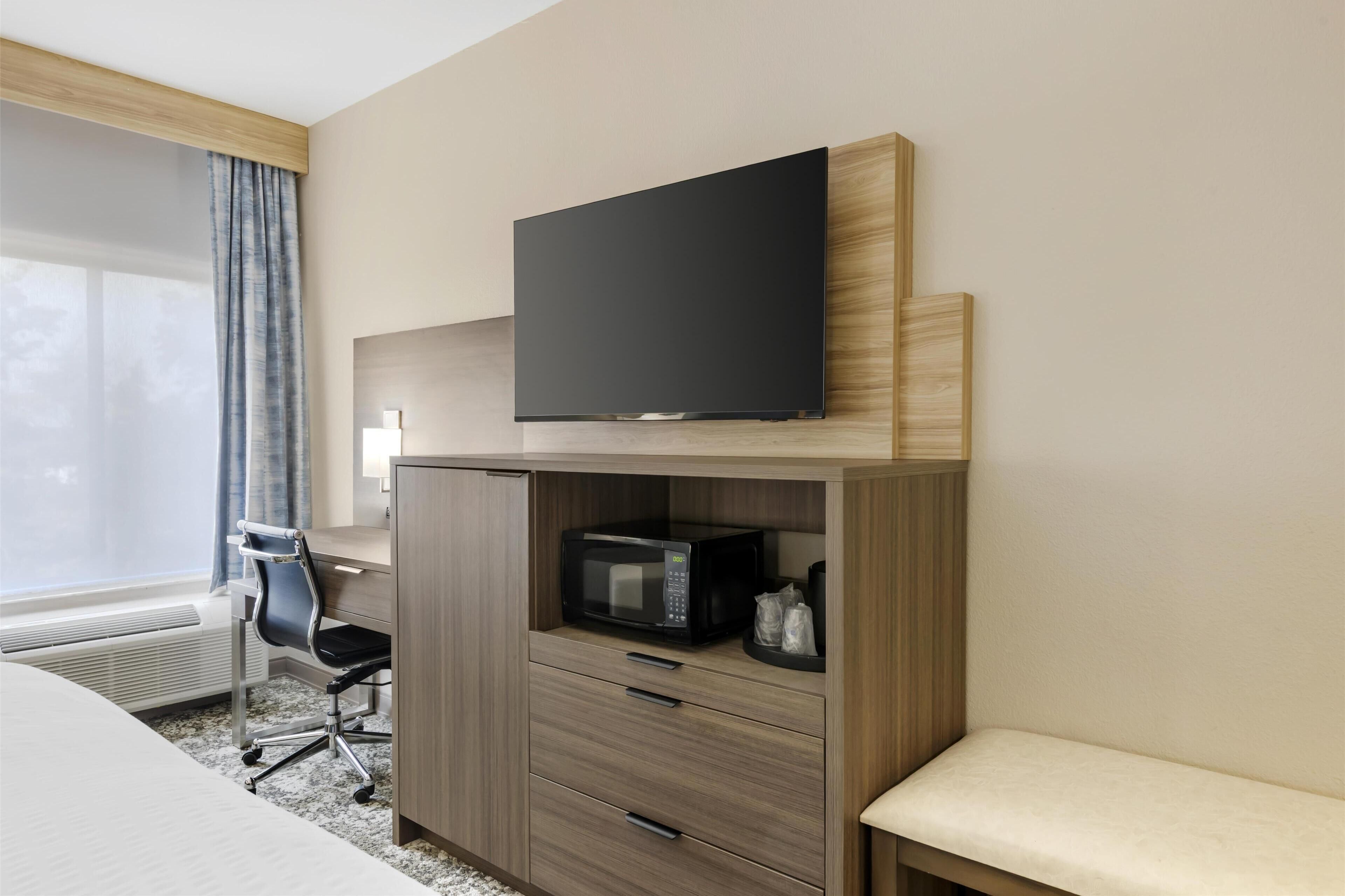 pillow-top beds, desk, laptop workspace, iron/ironing board