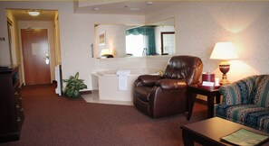Deluxe Suite, 1 Bedroom, Jetted Tub (Not Pet Friendly) | Blackout drapes, iron/ironing board, free cribs/infant beds