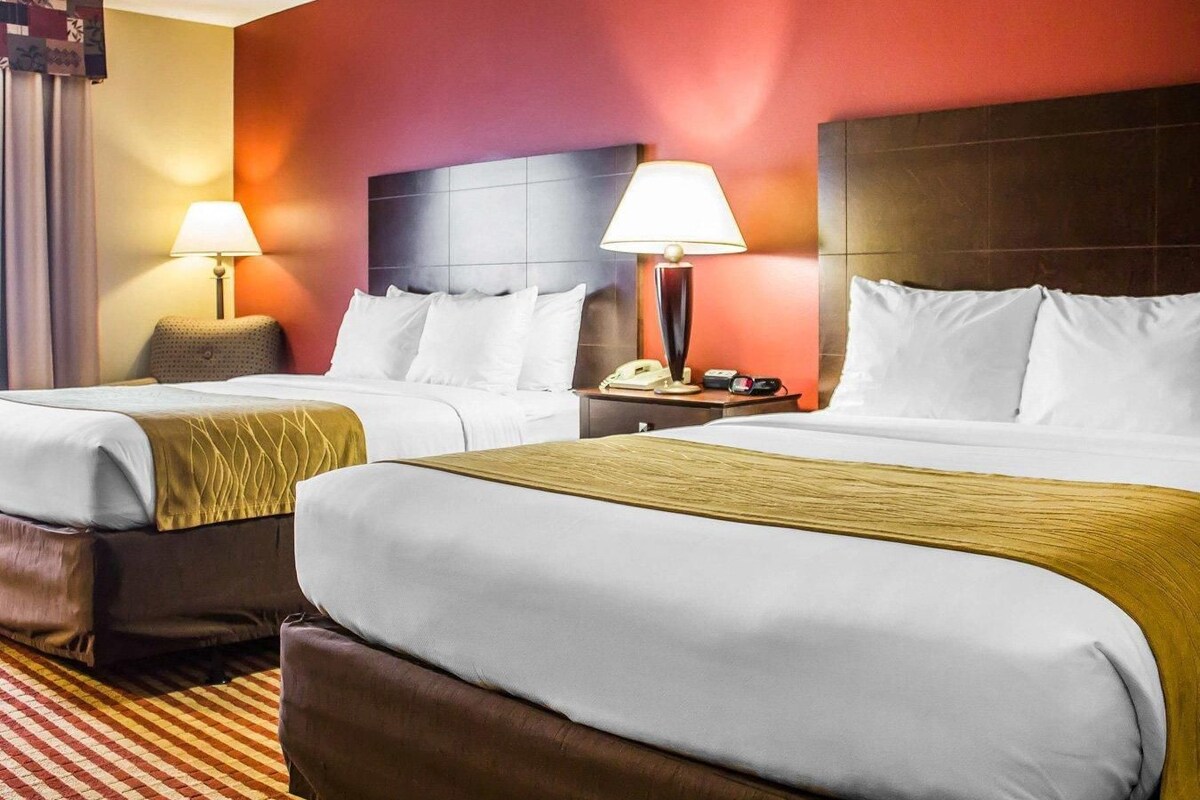 Standard Room, 2 Queen Beds, Non Smoking | Laptop workspace, blackout drapes, iron/ironing board, cribs (free)