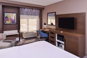 King Bed | Premium bedding, desk, laptop workspace, blackout drapes