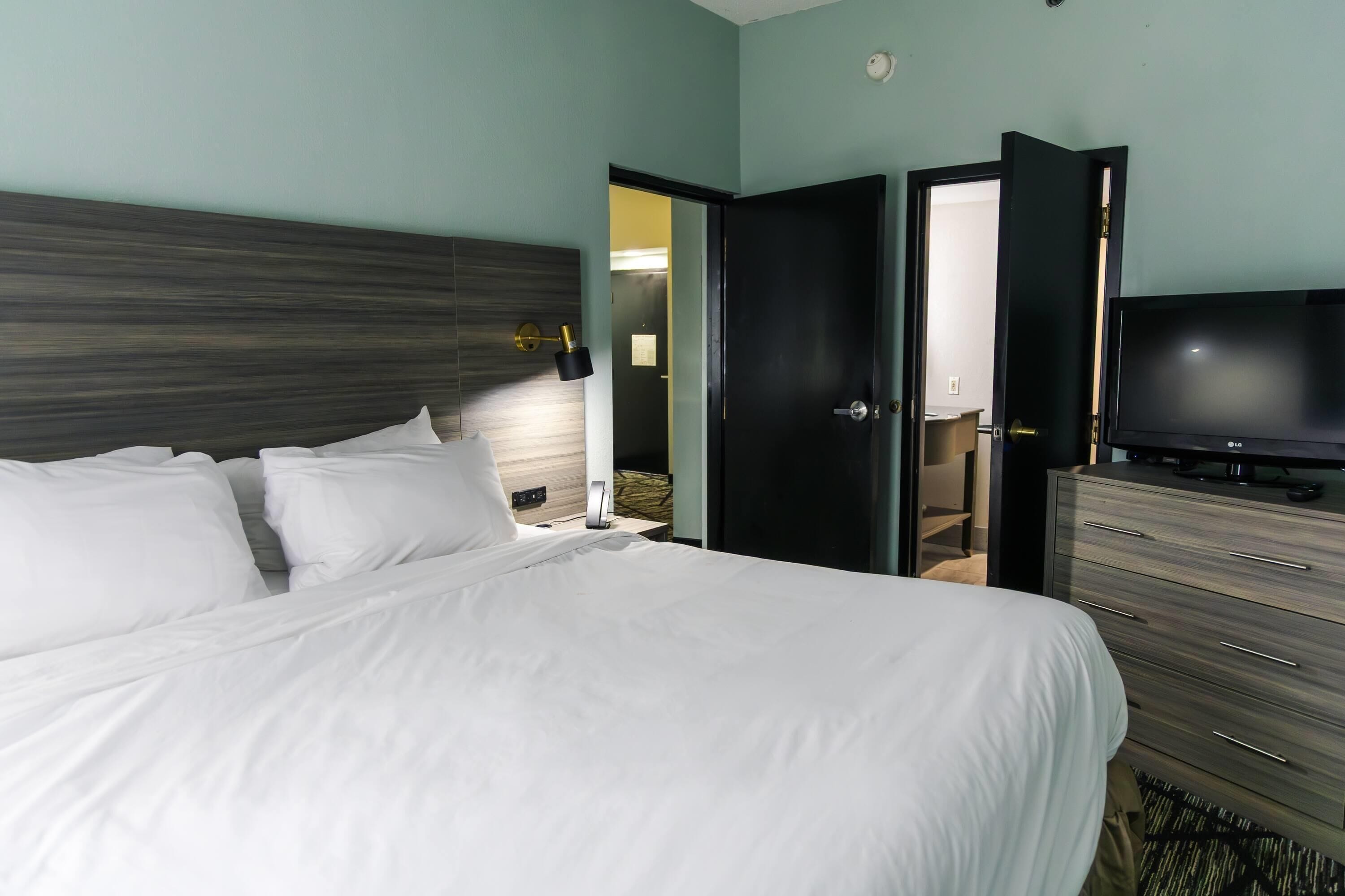 Suite, 1 habitación, no fumadores (1 King Bed) | Caja fuerte, escritorio, tabla de planchar con plancha y Internet