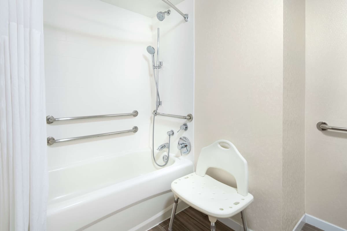 Bathroom | Combined shower/tub, free toiletries, hair dryer, towels