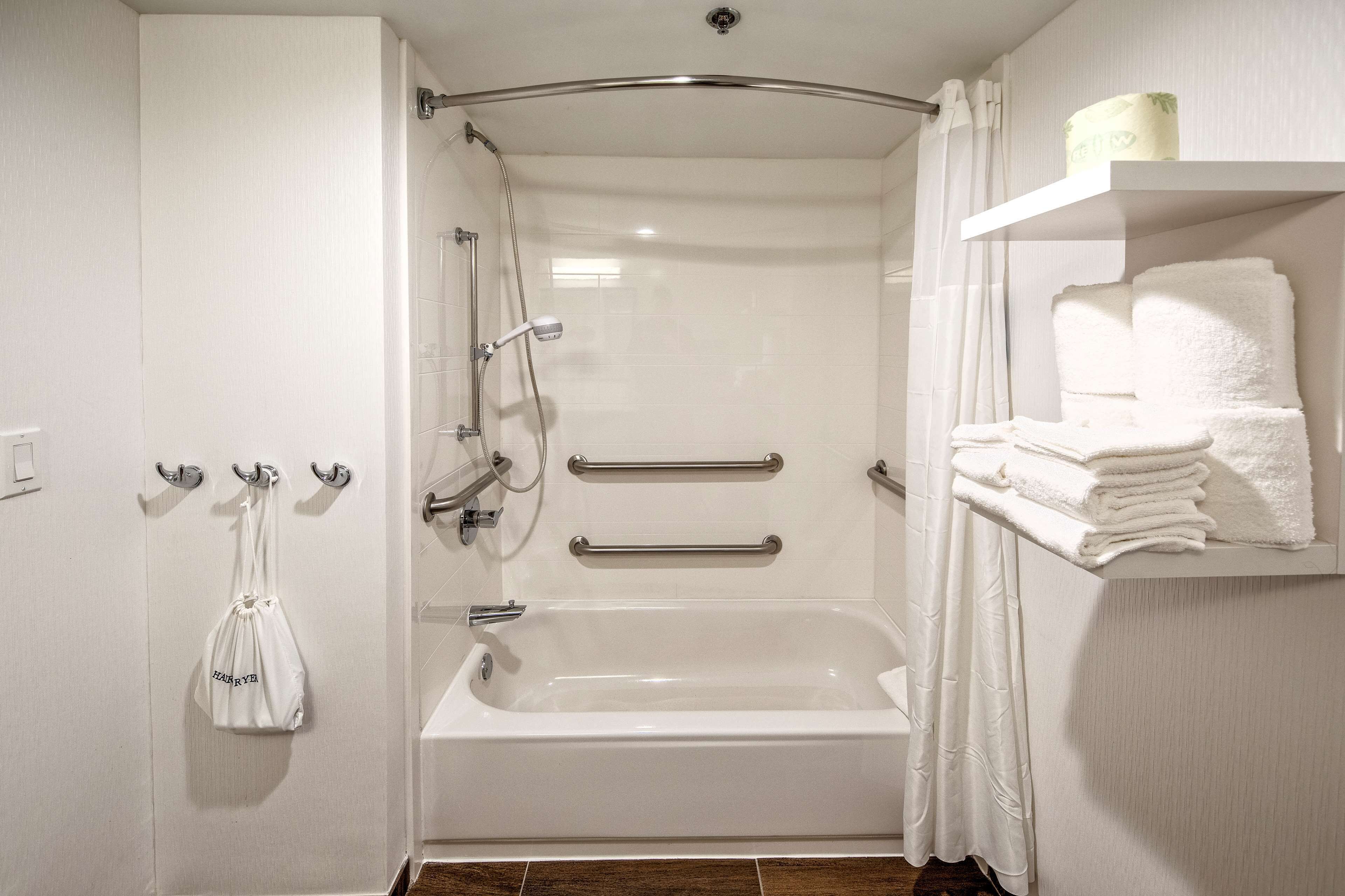 free toiletries, hair dryer, towels