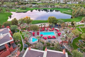 4 outdoor pools, pool umbrellas