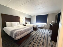 Pillowtop beds, desk, blackout drapes, soundproofing