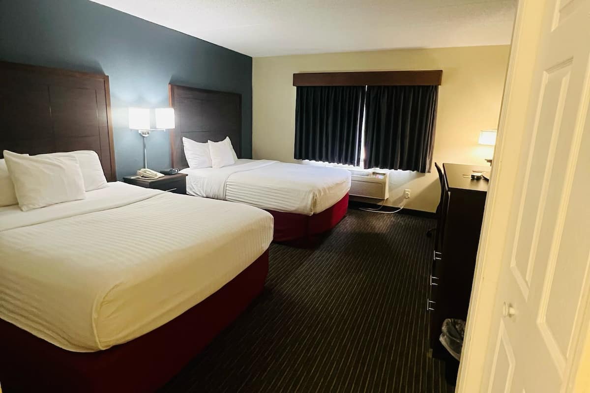 Pillowtop beds, desk, blackout drapes, soundproofing
