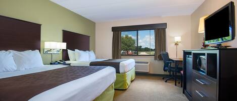 Premium bedding, desk, iron/ironing board, free cribs/infant beds