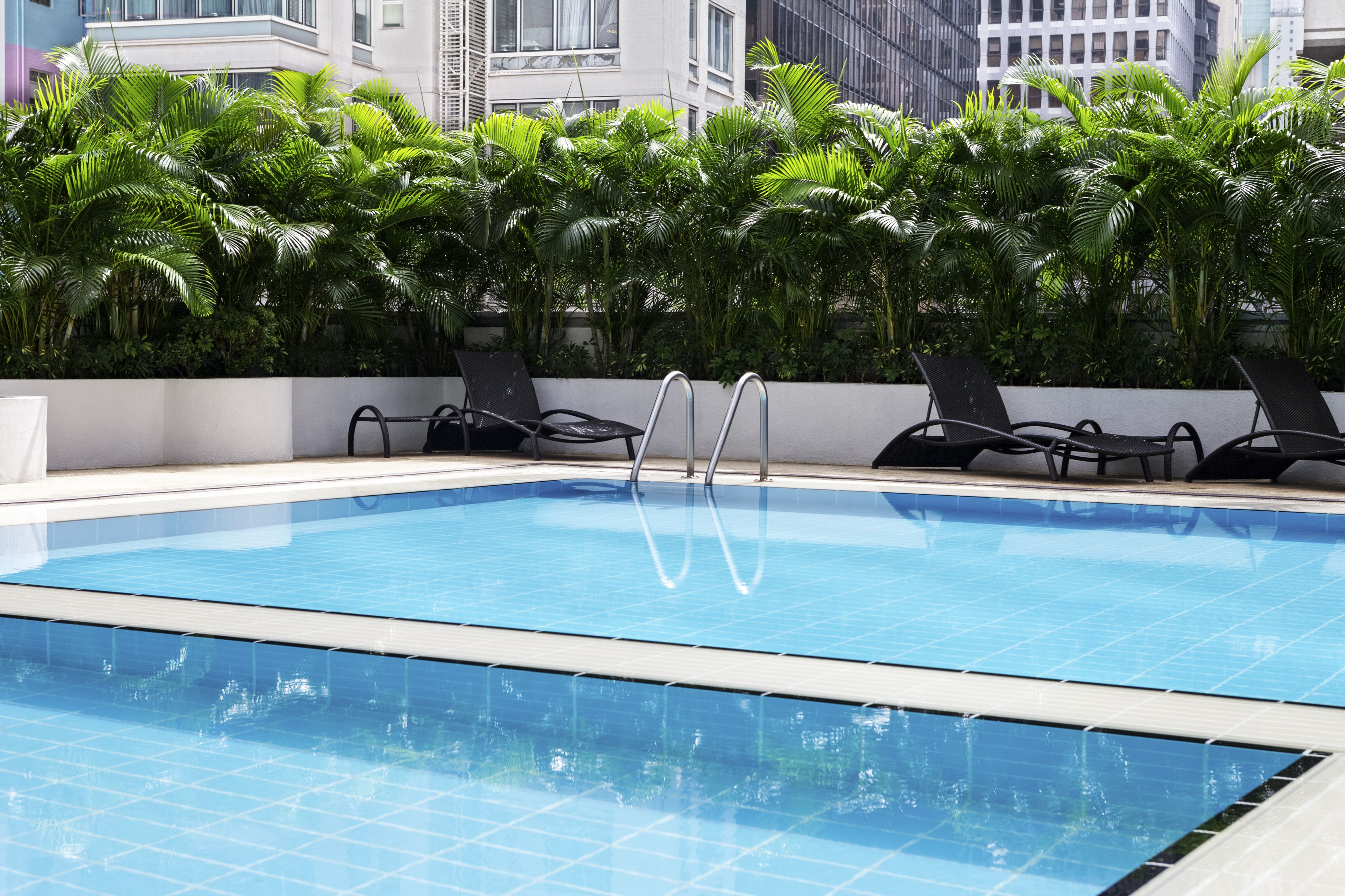 outdoor pool, open 8:00 am to 8:00 pm, pool umbrellas, pool loungers