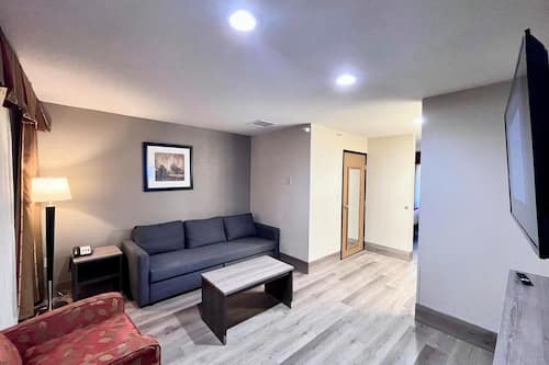 Habitación Business, 1 cama de matrimonio grande, no fumadores (One-Bedroom) | Zona de estar | Una televisión de pantalla plana