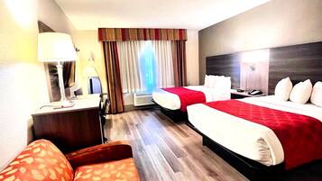 Room, 2 Queen Beds, Non Smoking | 1 bedroom, desk, blackout curtains, iron/ironing board