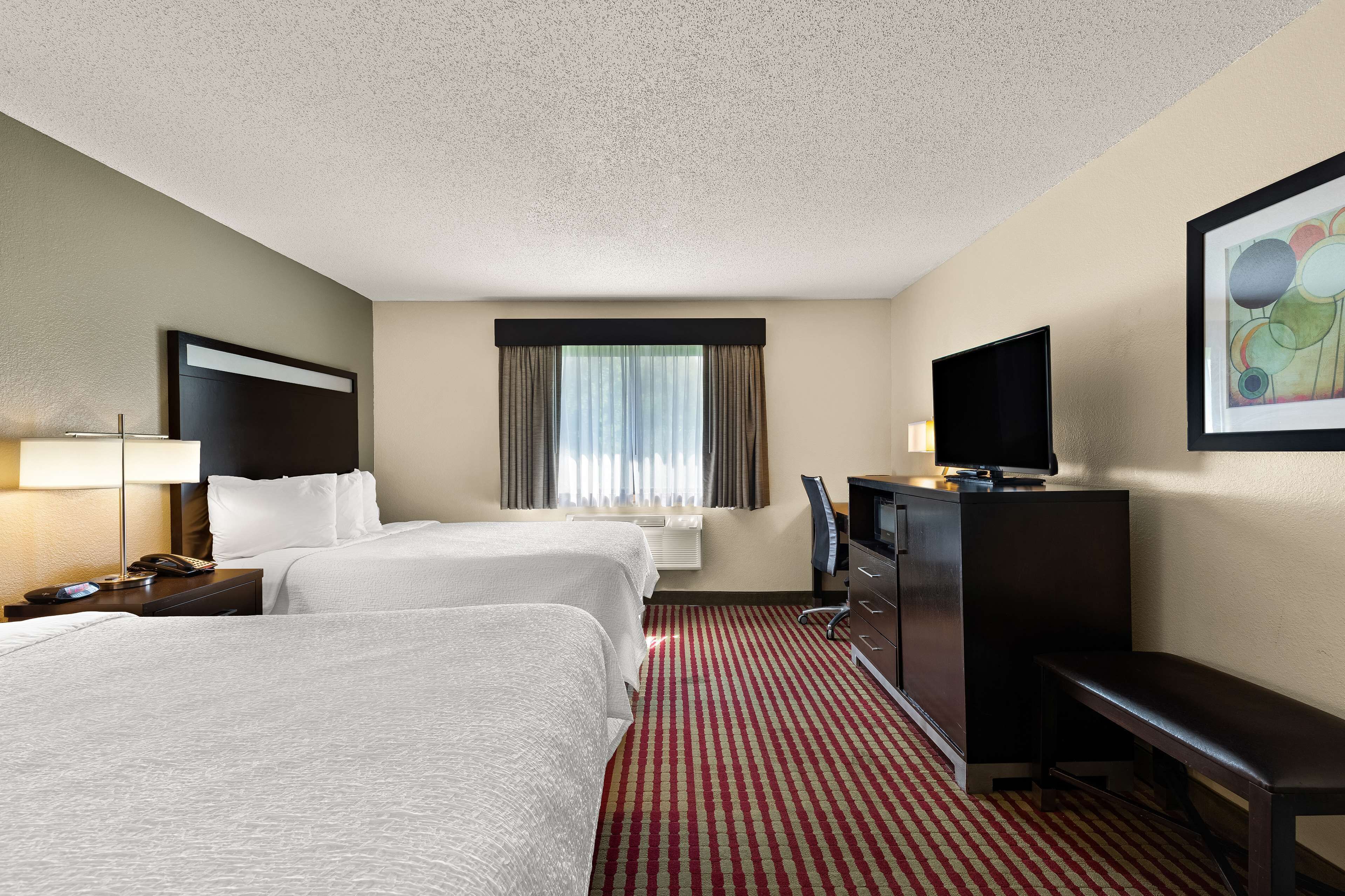 standard room, 2 queen beds, non smoking, refrigerator & microwave | desk, iron/ironing board, wifi, bed sheets