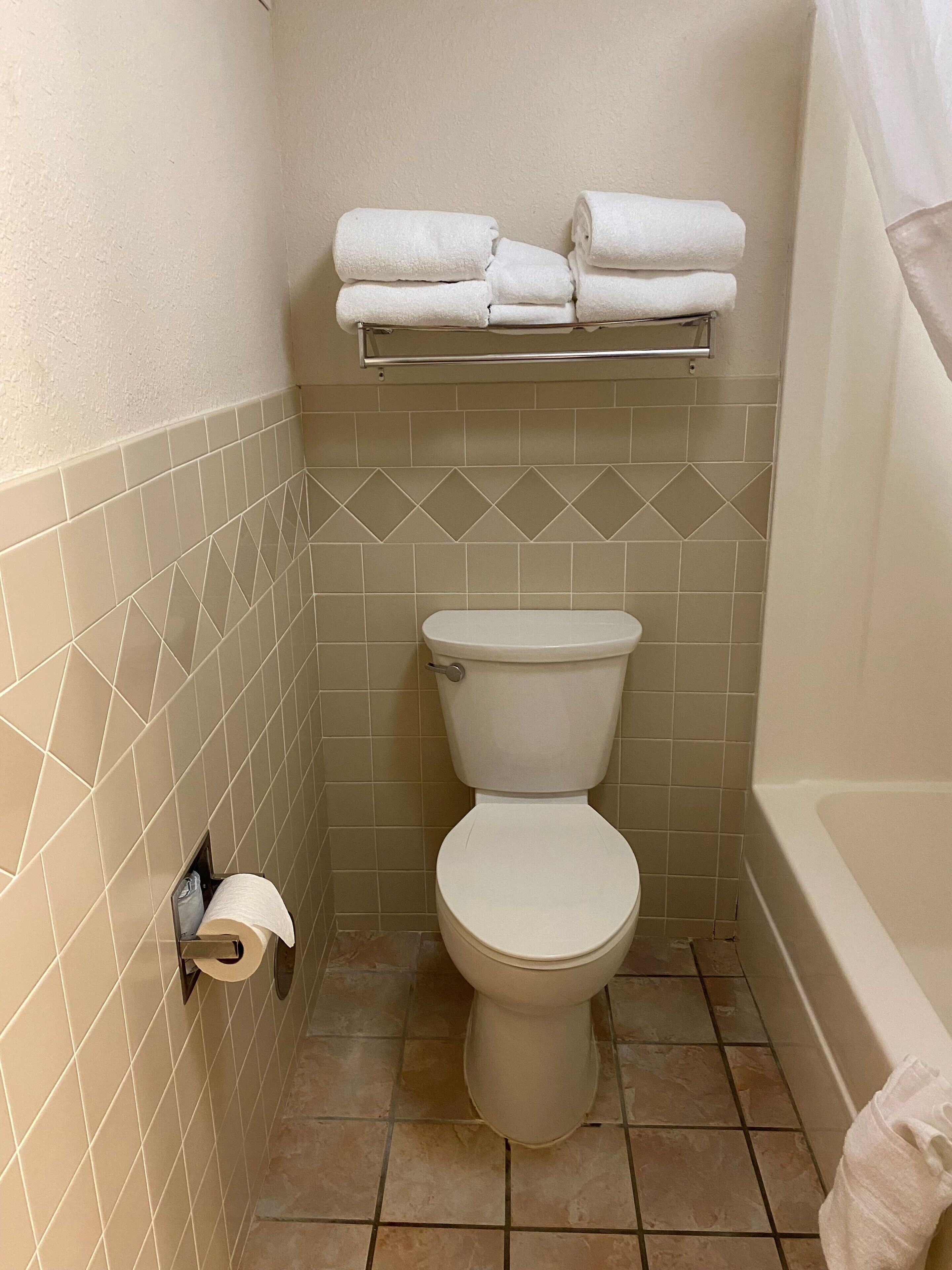 free toiletries, hair dryer, towels