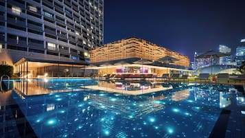 Outdoor pool, open 7:00 AM to 10:30 PM, sun loungers
